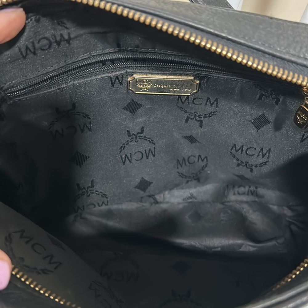 MCM Black Leather Crossbody Bag with Gold Accents - Picture 3 of 9